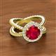 2 - Austyn Desire Round Lab Created Ruby and Round Diamond Twisted Rope Cross Split Shank Halo Engagement Ring 
