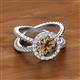 2 - Austyn Desire Round Smoky Quartz and Round Diamond Twisted Rope Cross Split Shank Halo Engagement Ring 