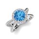 3 - Austyn Desire Round Blue Topaz and Round Diamond Twisted Rope Cross Split Shank Halo Engagement Ring 