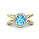 1 - Austyn Desire Round Blue Topaz and Round Diamond Twisted Rope Cross Split Shank Halo Engagement Ring 