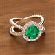 2 - Austyn Desire Round Lab Created Emerald and Round Diamond Twisted Rope Cross Split Shank Halo Engagement Ring 