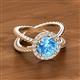 2 - Austyn Desire Round Blue Topaz and Round Diamond Twisted Rope Cross Split Shank Halo Engagement Ring 