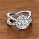 2 - Austyn Desire Round Forever Brilliant Moissanite and Round Diamond Twisted Rope Cross Split Shank Halo Engagement Ring 