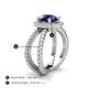 4 - Austyn Desire Round Lab Created Blue Sapphire and Round Diamond Twisted Rope Cross Split Shank Halo Engagement Ring 