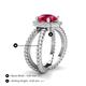 4 - Austyn Desire Round Lab Created Ruby and Round Diamond Twisted Rope Cross Split Shank Halo Engagement Ring 