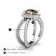 4 - Austyn Desire Round Smoky Quartz and Round Diamond Twisted Rope Cross Split Shank Halo Engagement Ring 