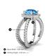 4 - Austyn Desire Round Blue Topaz and Round Diamond Twisted Rope Cross Split Shank Halo Engagement Ring 
