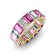 3 - Victoria 6x4 mm Emerald Cut Pink Sapphire and Lab Grown Diamond Eternity Band 