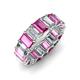 3 - Victoria 6x4 mm Emerald Cut Pink Sapphire and Lab Grown Diamond Eternity Band 