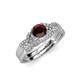 4 - Serene Red Garnet and Diamond Bridal Set Ring 
