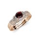 4 - Serene Red Garnet and Diamond Bridal Set Ring 