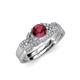 4 - Serene Rhodolite Garnet and Diamond Bridal Set Ring 