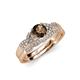 4 - Serene Smoky Quartz and Diamond Bridal Set Ring 