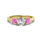 1 - Quyen GIA Certified 2.30 ctw (7.00 mm) Round Natural Diamond and Pink Sapphire Three Stone Engagement Ring 