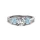 1 - Quyen GIA Certified 2.05 ctw (7.00 mm) Round Natural Diamond and Aquamarine Three Stone Engagement Ring 