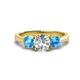 1 - Quyen GIA Certified 2.25 ctw (7.00 mm) Round Natural Diamond and Blue Topaz Three Stone Engagement Ring 