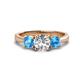 1 - Quyen GIA Certified 2.25 ctw (7.00 mm) Round Natural Diamond and Blue Topaz Three Stone Engagement Ring 