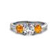 1 - Quyen GIA Certified 2.05 ctw (7.00 mm) Round Natural Diamond and Citrine Three Stone Engagement Ring 