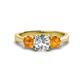 1 - Quyen GIA Certified 2.05 ctw (7.00 mm) Round Natural Diamond and Citrine Three Stone Engagement Ring 