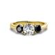 1 - Quyen GIA Certified 2.25 ctw (7.00 mm) Round Natural Diamond and Black Diamond Three Stone Engagement Ring 