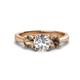 1 - Quyen GIA Certified 2.20 ctw (7.00 mm) Round Natural Diamond and Smoky Quartz Three Stone Engagement Ring 