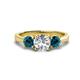 1 - Quyen GIA Certified 2.25 ctw (7.00 mm) Round Natural Diamond and Blue Diamond Three Stone Engagement Ring 