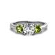 1 - Quyen GIA Certified 2.25 ctw (7.00 mm) Round Natural Diamond and Peridot Three Stone Engagement Ring 