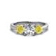 1 - Quyen GIA Certified 2.25 ctw (7.00 mm) Round Natural Diamond and Yellow Diamond Three Stone Engagement Ring 