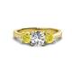 1 - Quyen GIA Certified 2.25 ctw (7.00 mm) Round Natural Diamond and Yellow Diamond Three Stone Engagement Ring 