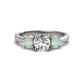 1 - Quyen GIA Certified 1.95 ctw (7.00 mm) Round Natural Diamond and Opal Three Stone Engagement Ring 