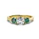 1 - Quyen GIA Certified 2.35 ctw (7.00 mm) Round Natural Diamond and Lab Created Alexandrite Three Stone Engagement Ring 