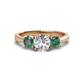 1 - Quyen GIA Certified 2.35 ctw (7.00 mm) Round Natural Diamond and Lab Created Alexandrite Three Stone Engagement Ring 