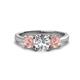 1 - Quyen GIA Certified 2.21 ctw (7.00 mm) Round Natural Diamond and Morganite Three Stone Engagement Ring 