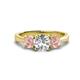 1 - Quyen GIA Certified 2.21 ctw (7.00 mm) Round Natural Diamond and Morganite Three Stone Engagement Ring 
