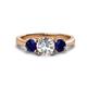 1 - Quyen IGI Certified 2.70 ctw (7.00 mm) Round Lab Grown Diamond and Blue Sapphire Three Stone Engagement Ring 