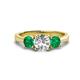 1 - Quyen IGI Certified 2.10 ctw (7.00 mm) Round Lab Grown Diamond and Emerald Three Stone Engagement Ring 
