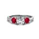 1 - Quyen IGI Certified 2.40 ctw (7.00 mm) Round Lab Grown Diamond and Ruby Three Stone Engagement Ring 