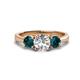 1 - Quyen IGI Certified 2.30 ctw (7.00 mm) Round Lab Grown Diamond and London Blue Topaz Three Stone Engagement Ring 