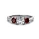 1 - Quyen IGI Certified 2.56 ctw (7.00 mm) Round Lab Grown Diamond and Red Garnet Three Stone Engagement Ring 
