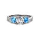 1 - Quyen IGI Certified 2.30 ctw (7.00 mm) Round Lab Grown Diamond and Blue Topaz Three Stone Engagement Ring 