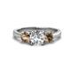 1 - Quyen IGI Certified 2.25 ctw (7.00 mm) Round Lab Grown Diamond and Smoky Quartz Three Stone Engagement Ring 