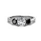 1 - Quyen IGI Certified 2.30 ctw (7.00 mm) Round Lab Grown Diamond and Black Diamond Three Stone Engagement Ring 