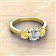 2 - Quyen IGI Certified 2.36 ctw (7.00 mm) Round Lab Grown Diamond and Yellow Sapphire Three Stone Engagement Ring 