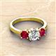 2 - Quyen IGI Certified 2.40 ctw (7.00 mm) Round Lab Grown Diamond and Ruby Three Stone Engagement Ring 