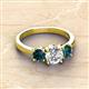 2 - Quyen IGI Certified 2.30 ctw (7.00 mm) Round Lab Grown Diamond and London Blue Topaz Three Stone Engagement Ring 