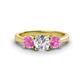 1 - Quyen GIA Certified 2.05 ctw (6.50 mm) Round Natural Diamond and Pink Sapphire Three Stone Engagement Ring 