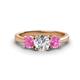 1 - Quyen GIA Certified 2.05 ctw (6.50 mm) Round Natural Diamond and Pink Sapphire Three Stone Engagement Ring 
