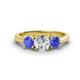 1 - Quyen GIA Certified 1.94 ctw (6.50 mm) Round Natural Diamond and Tanzanite Three Stone Engagement Ring 