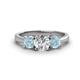 1 - Quyen GIA Certified 1.80 ctw (6.50 mm) Round Natural Diamond and Aquamarine Three Stone Engagement Ring 