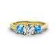 1 - Quyen GIA Certified 2.00 ctw (6.50 mm) Round Natural Diamond and Blue Topaz Three Stone Engagement Ring 